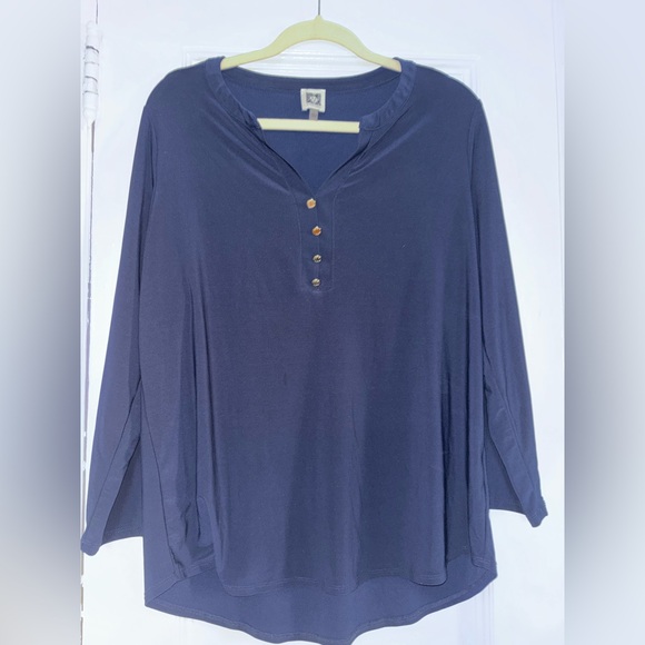 Anne Klein Midnight Blue Blouse with Gold Buttons - Picture 1 of 2